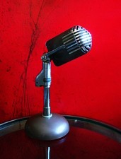 Vintage 1940's Shure 708A crystal microphone w S38 model stand "Zeppelin"  5