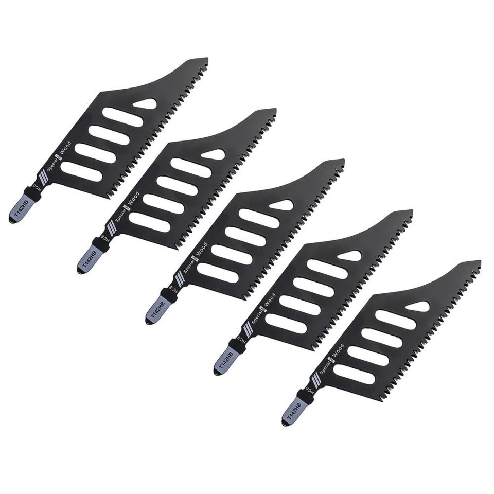 Ciciglow Flush Cut Jigsaw Blade Set – 5 High-Carbon Steel Blades + ABS Handle, Three-Sided Teeth, For Plywood, Drywall, Metal, Plastic