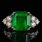 Smaragd Ring 2 ct + 0,20 ct Brillanten 750 Weißgold Vintage Juwelier Christ 1982