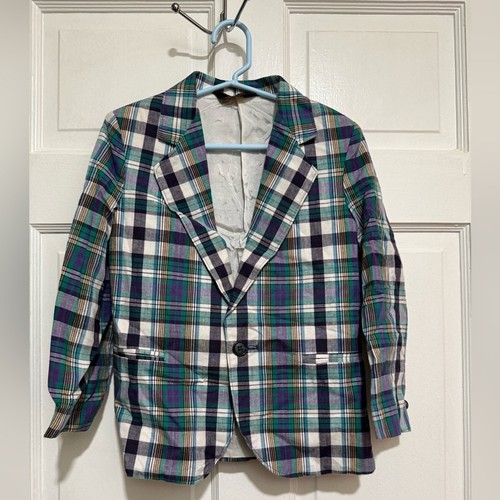 Vintage Boys Plaid Blazer Jacket 1990s