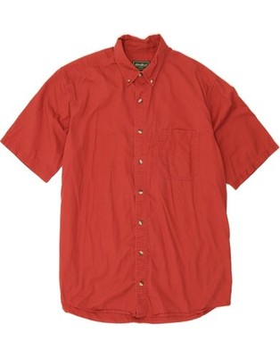 EDDIE BAUER Herren Tall Kurzarm Hemd Large weinrot Baumwolle J212