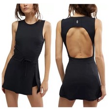 FREE PEOPLE FP Movement Easy Does It Dress Black Womens Size XS Open Back