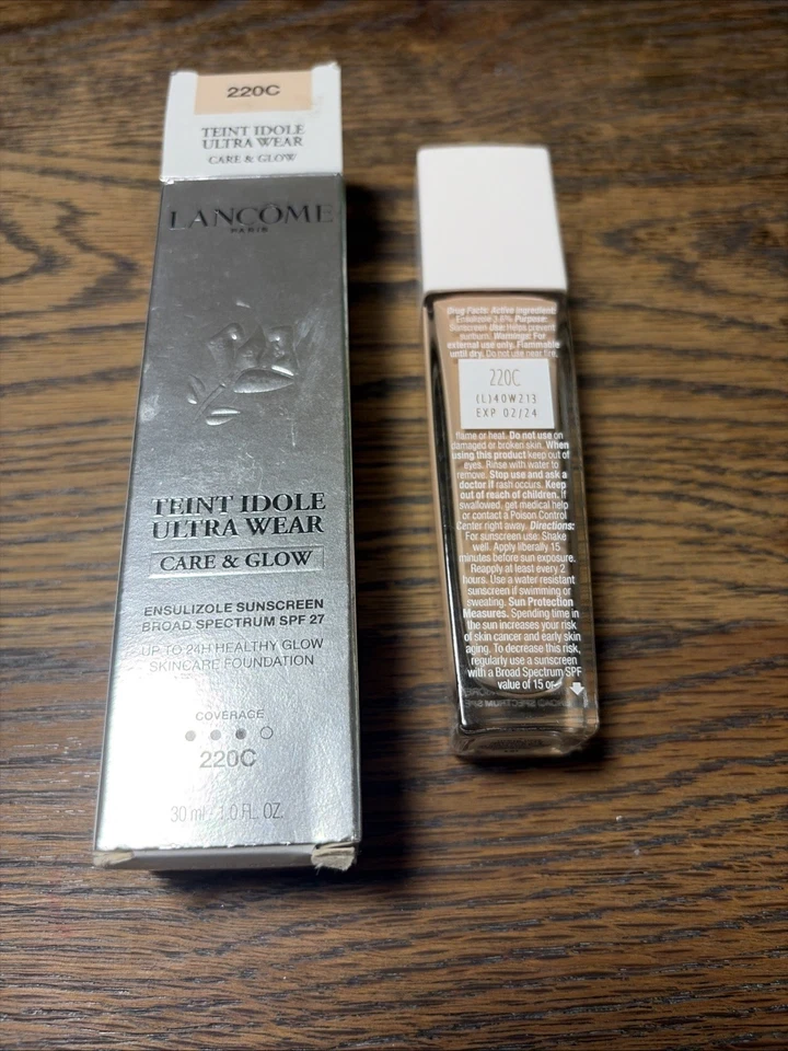 Lancome Teint Idole Ultra Wear Care & Glow Foundation ~ 220C ~ SPF 27  Exp 02/24 - Image 2 of 2