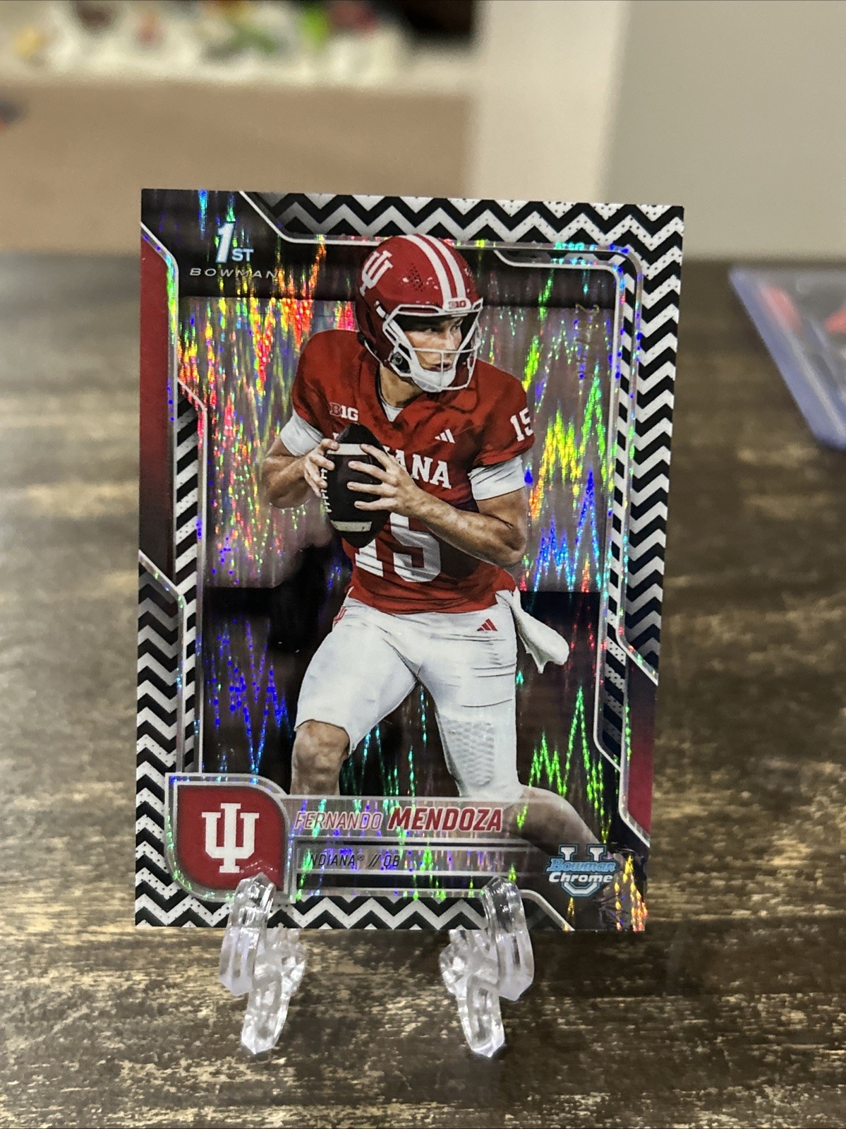 Fernando Mendoza 2025 Bowman Chrome University 1st Black & White Stealth /48