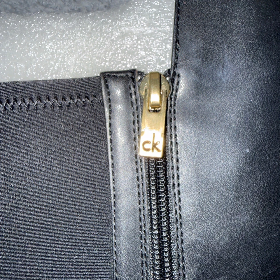 Calvin Klein Janalee Black Leather Stiletto Knee High Boots Women US 6.5 - Image 2 of 4