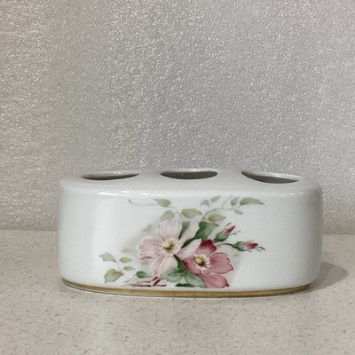 VTG Porcelain 3 Hole Lipstick Holder Porcelaine du Lys Royal Limoges France 4x2 