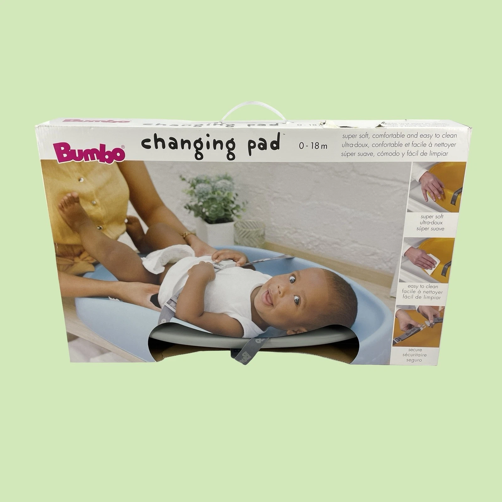 Bumbo Changing Pad - Gray - Ergonomic Mat w/ Safety Belt CZB001 #DB2277