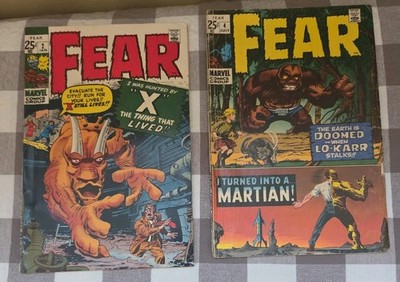 Rare Marvel Comics FEAR 1970s #2 Hunted By ''X''  & #4 LO-KARR Martian