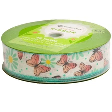 Member's Mark Premium Wired Ribbon 50 Yards 1.5in Width, Butterflies