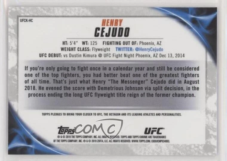 2019 Topps Chrome UFC Knockout Chrome Henry Cejudo #UFCK-HC - Image 2 of 2