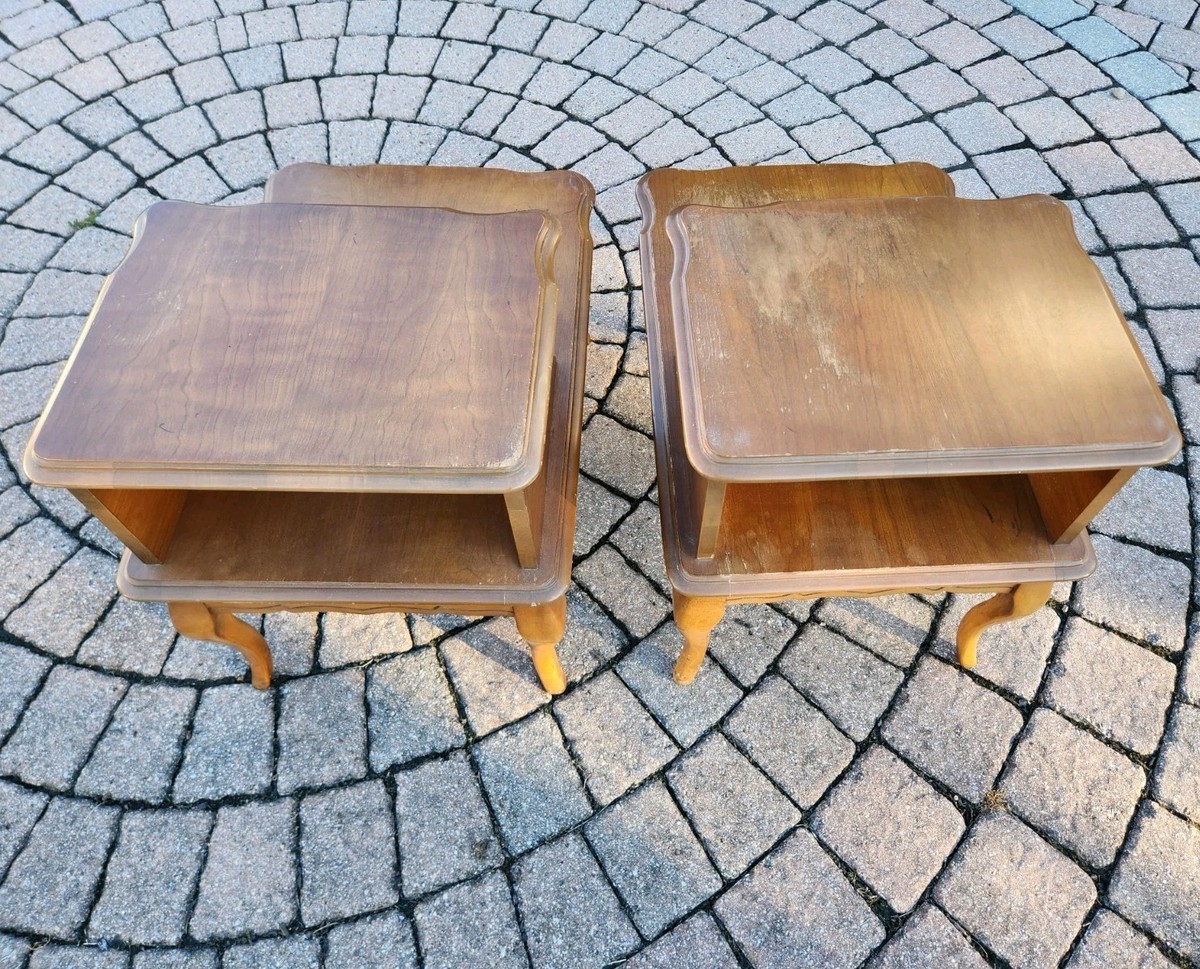 Vintage Bassett Furniture Mid Century Modern 2-Tier End Tables (x2