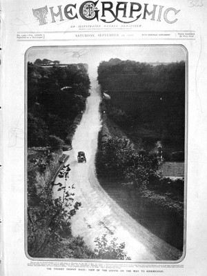 Original alter antiker Druck 1906 Tourist Trophy Rennen Motorsport Kirkmichael
