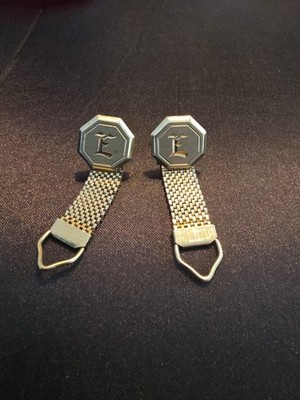 Chain Style Cuff Links Vintage Goldtone Mens Monogramed  E 