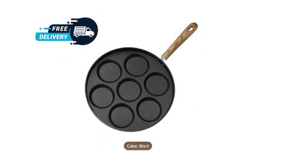 7-Hole Non-Stick Frying Pan   Multi Egg & Mini Pancake Maker Skillet for Quick a