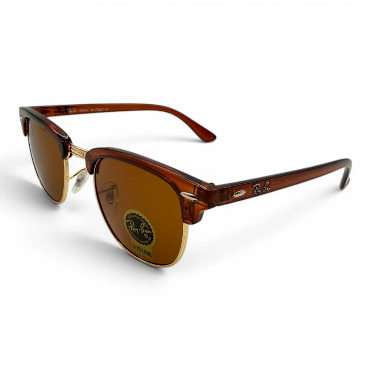 RAYBAN CLUBMASTER ブラウン Ray-Ban Clubmaster Brown Brown Sunglasses for Men for sale | eBay