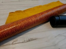 3-4oz COGNAC OIL TANNED ALLIGATOR/CROC PULL-UP SHOULDER LEATHER HIDE PANEL 6 sqf