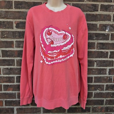 Living Fully Co By Mallory Ervin M Pink Sweetie Heart Cake Graphic Sweatshirt