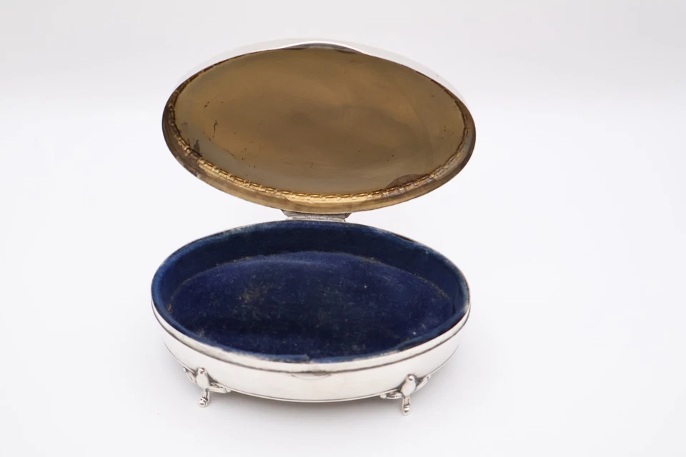 Caixa de joias antiga de prata esterlina com marca Hallmark Birmingham 1922 - Imagem 4 de 4