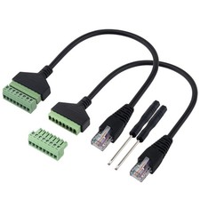 Lonlonty RJ45 Male to 8 Pin Screw Terminal Block Adapter 1ft 2Pcs