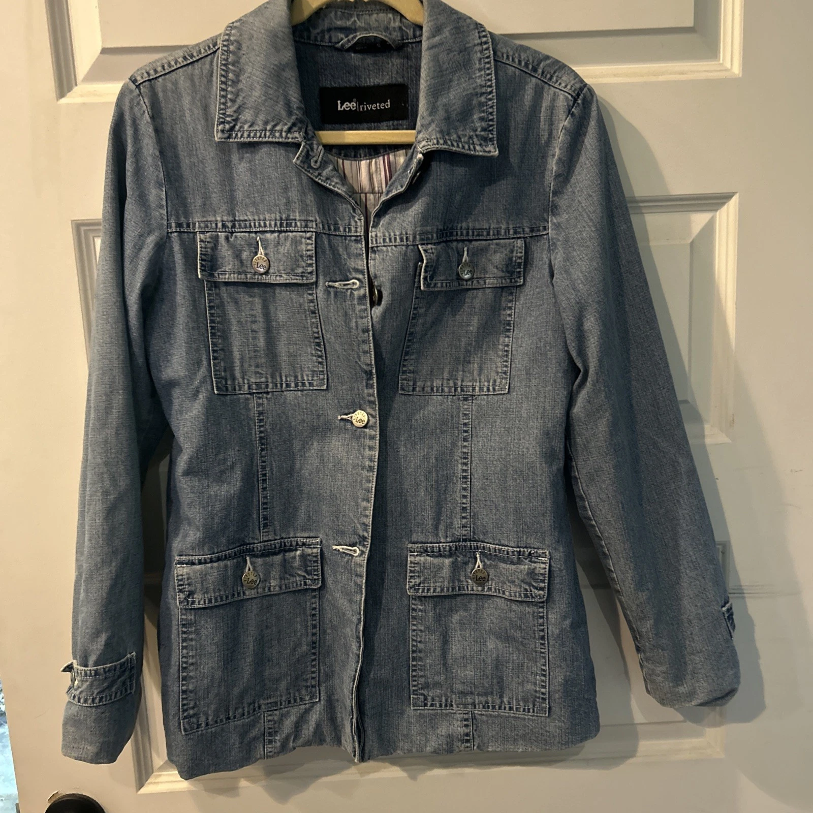 LEE Riveted Denim Chore Barn Jacket Size S- Vintage Worn