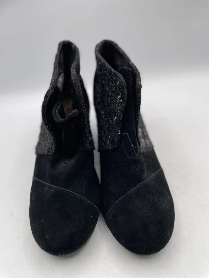 Botín Toms 740830 Desert para mujer talla 9,5 negro gamuza tacón de cuña Foto 2 de 4
