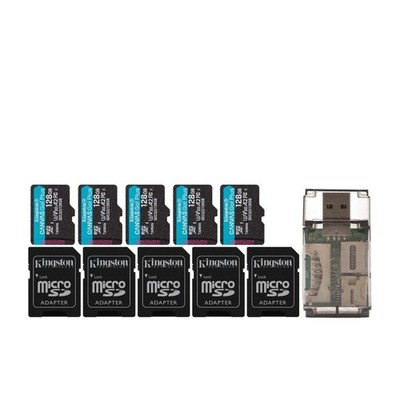 Kingston 128GB MicroSDXC Canvas Go Plus Memory Card 5 Pack Reader Bundle