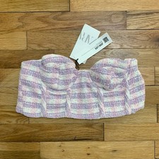 Zara Tweed Corset Cropped Top Size Medium