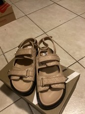 BNIB Womens Asra Sojo Quilted Chunky Sandals In Beige RRP £65 Size-5