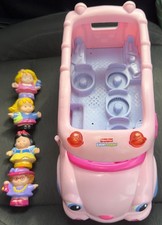 Fisher Price Little People Lil' Movers School Bus Pink Light  Sound W/ Figures