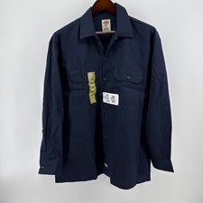 Dickies Flex Mens Long Sleeve Work Shirt Navy Blue L W641GD3 NWT