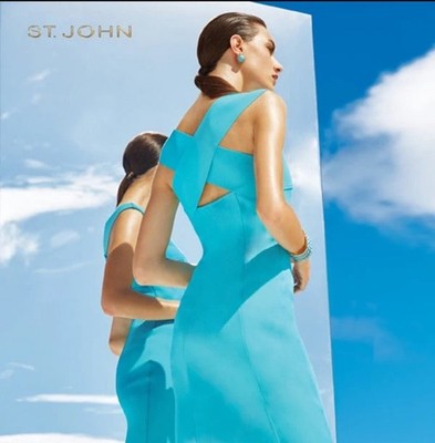 NWT! 1,595 St John Cross Back Gown Dress Blue Size 4