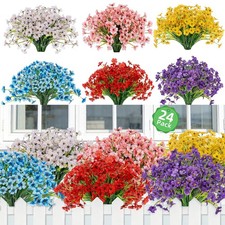 PADONISE 24 Bundles Artificial Flowers UV Resistant, Fake Silk Flowers Bulk f...