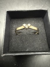 Dainty 925 Sterling Silver Gold Plated Cluster Ring Size T 3 Stone CZ
