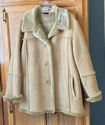 Utex Design Womens Coat Size L Faux Suede Fur Collar Mid Utex Design Womens Coat Size L Faux Suede Fur Collar Mid