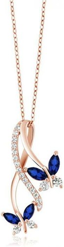 18K Gold Plated 925 Silver Marquise Sapphire Butterfly Infinity Pendant Necklace - Picture 2 of 7