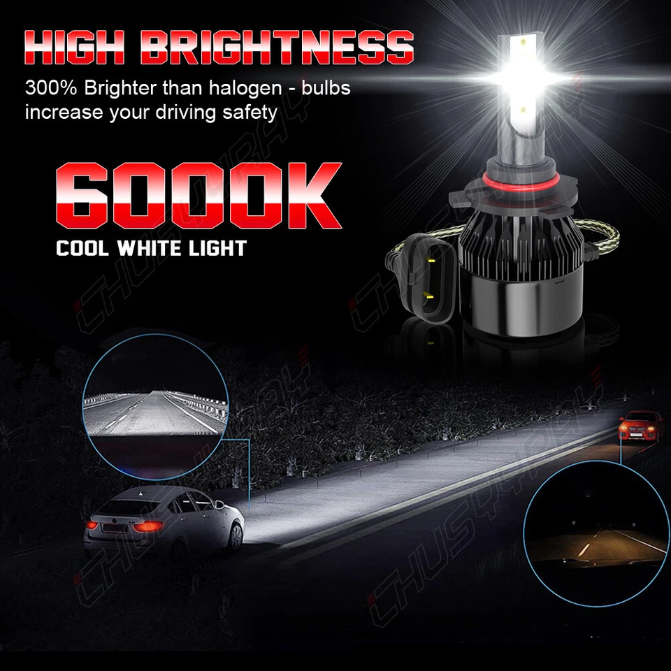 For GMC Sierra 1500 2500HD 3500HD 2007-2019 LED Headlight + Fog Light Bulbs Kit - Изображение 3 из 4