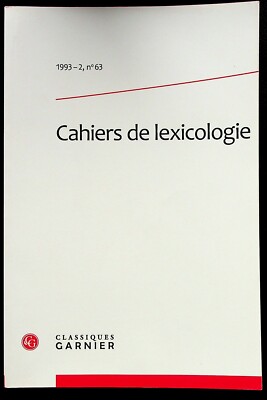LINGUISTIK / LEXIKOLOGISCHE HEFTE NR. 63 - KLASSIKER GARNIER
