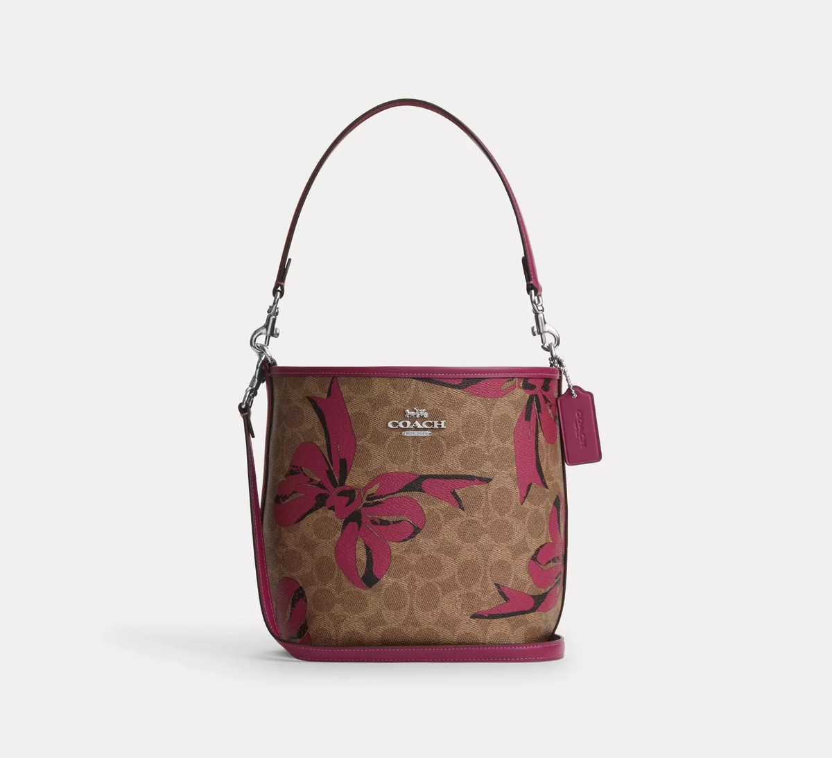 NWT Coach City Bucket Bag In Signature Canvas With Bow Print CY651