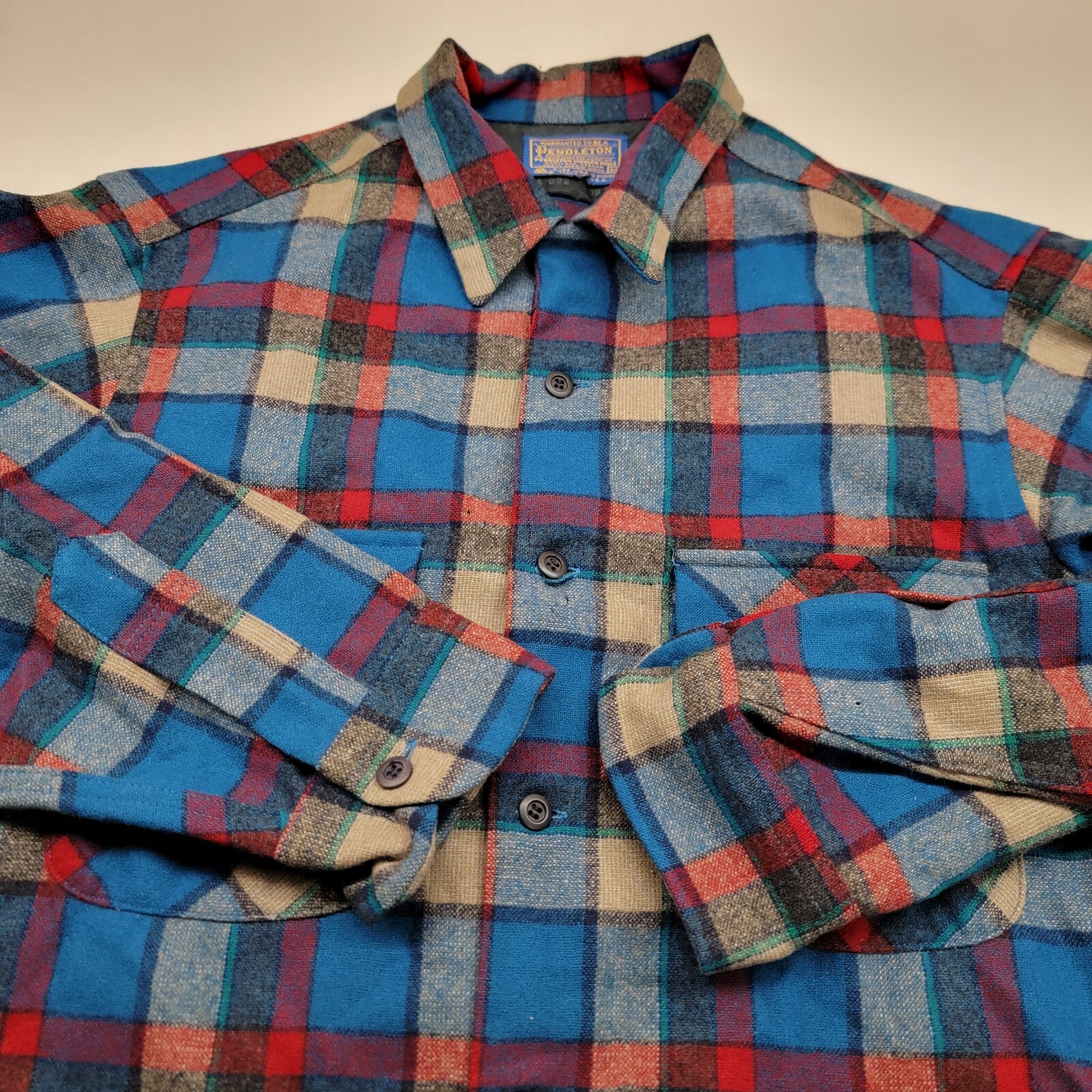 VTG Pendleton Flannel Plaid Wool Button Down Long… - image 9