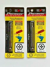 PICQUIC Powerbits - #2 & #3 Phillips Screwdriver Bits - 3" x 1/4" Hex