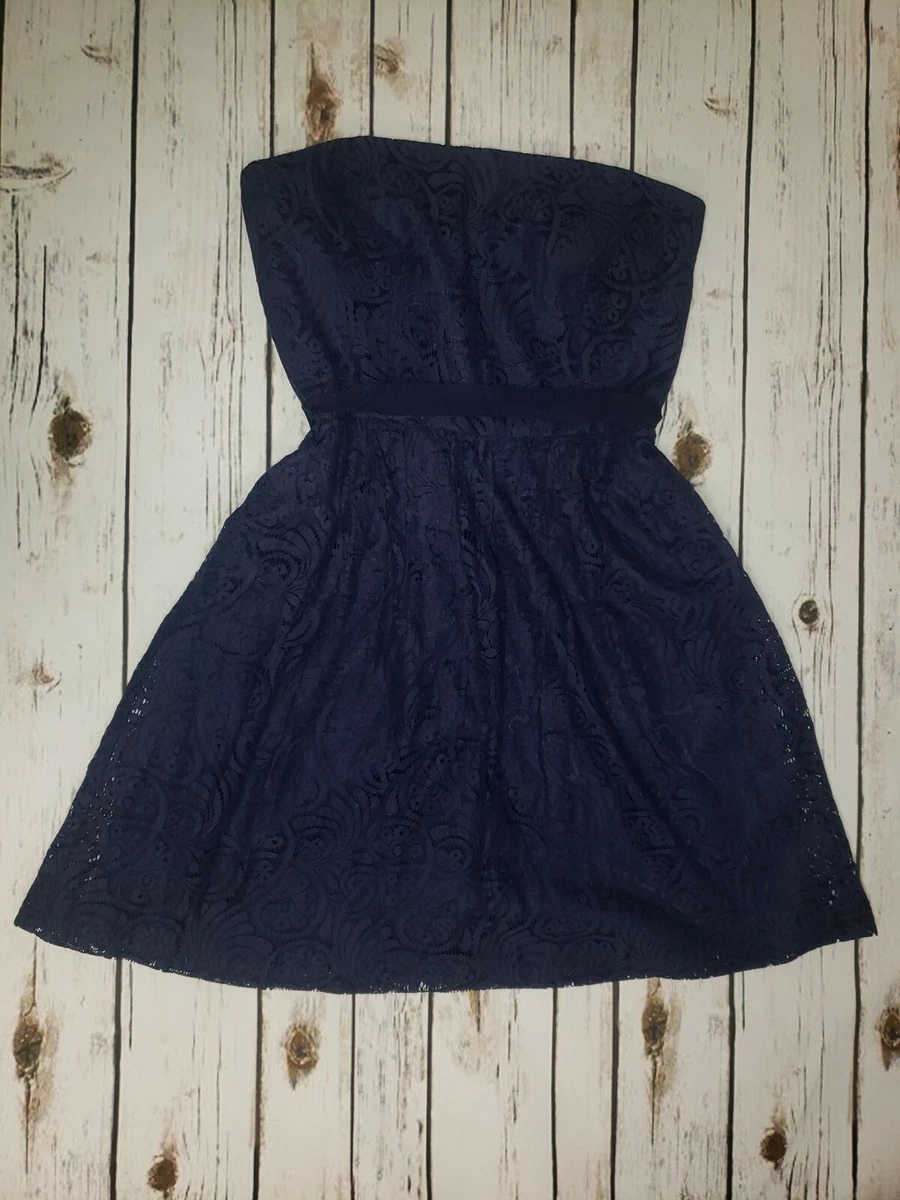 Trina Turk Women s Size 8 Navy Blue Lace Strapless Cocktail Dress
