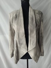 Women's Lamarque Gray Short Hi-low Hem Collar Leather Jacket Sz Xs