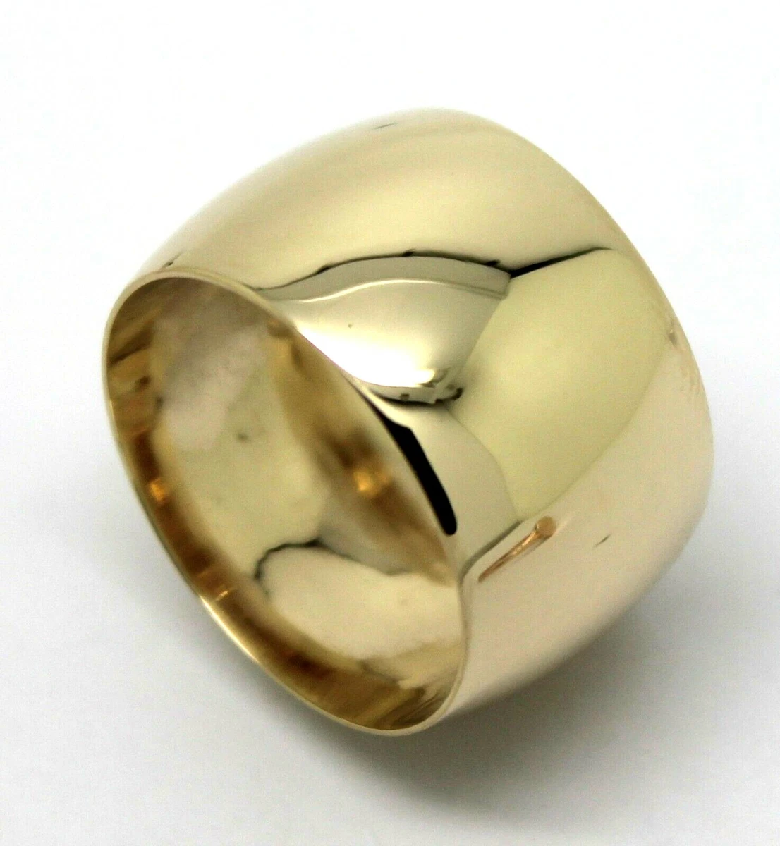 Genuine New Solid 9ct Yellow Gold Full Solid 12mm Wide Barrel Band Ring Size N