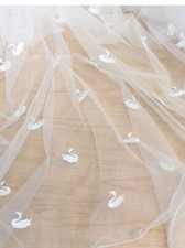 Beautiful Swan Embroidery Tulle Lace Fabric for Wedding Dress Party Gown Sewing