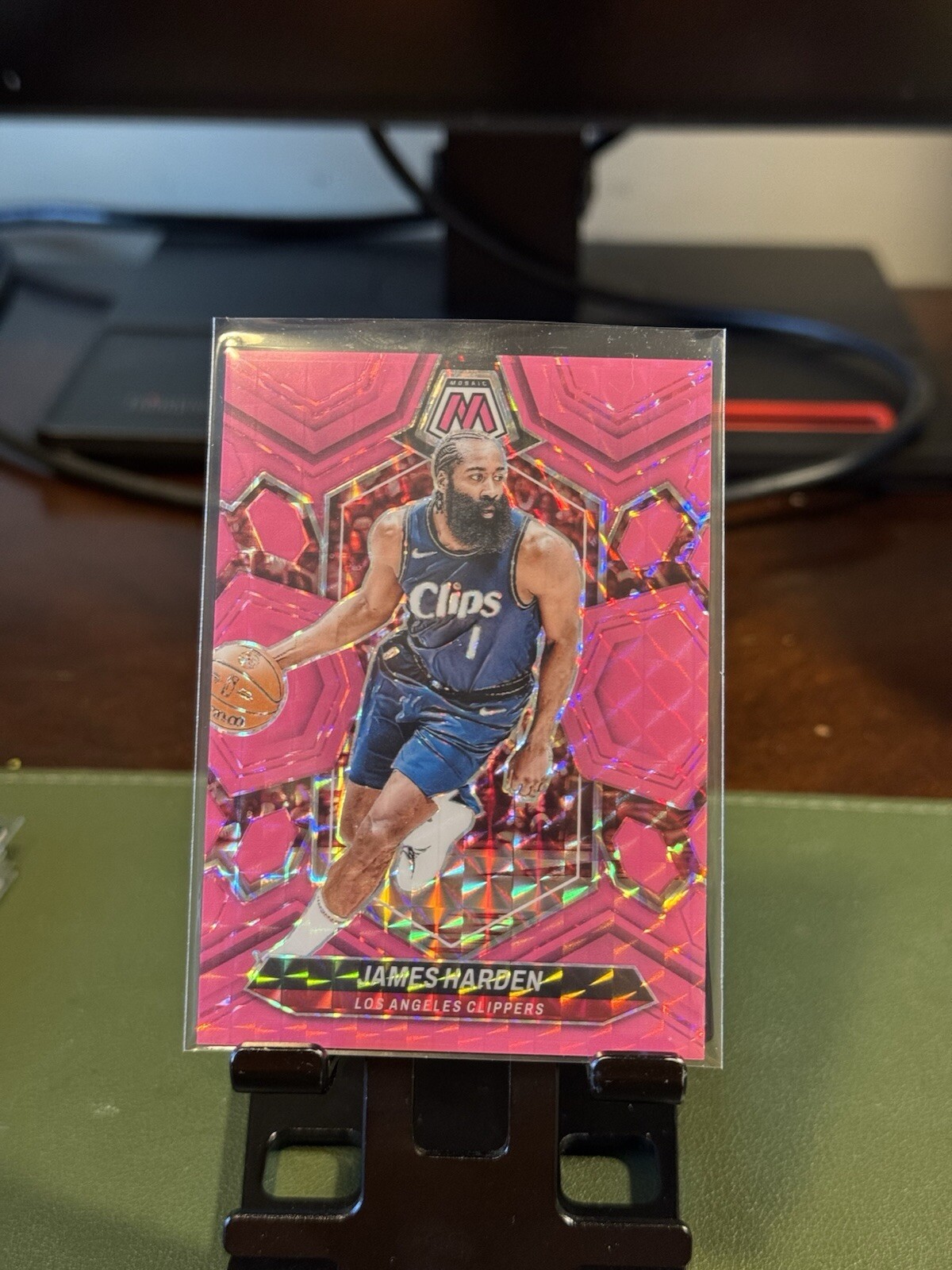 2023-24 Panini Mosaic James Harden Pink Fluorescent 5/10 #152 - Clippers