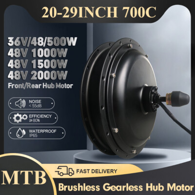 500W 1000W 1500W 2000W 36V 48V MTB E-bike Brushless Gearless Front Rear Motor