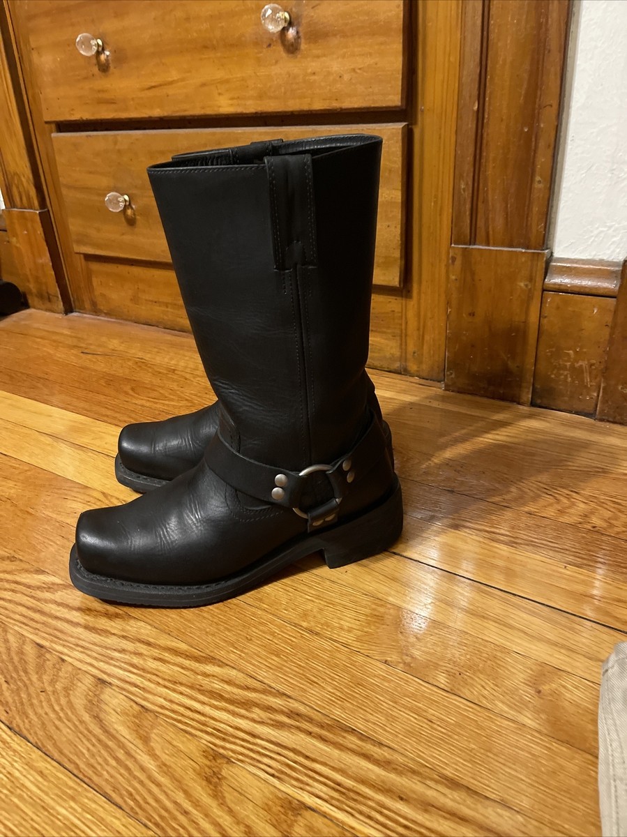 Milwaukee Freedom Flex Black Leather Biker Boots Men display picture 1