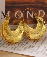 Gold Hoop Earrings Vintage Style Large Metal Chunky Statement Huge Hoops Big