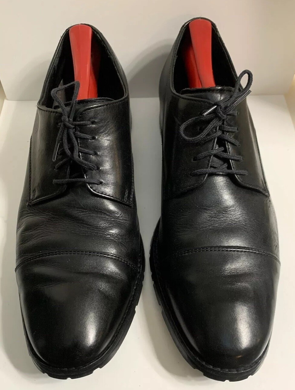 SAOLA Cole Haan Uomo 10 5 M Cap Toe Oxford Nero Pelle Lug Suola NikeAir C08667