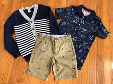 Carters Boys Nautical Themed Matching Shorts, Top, Cardigan, Size 6/8, EUC